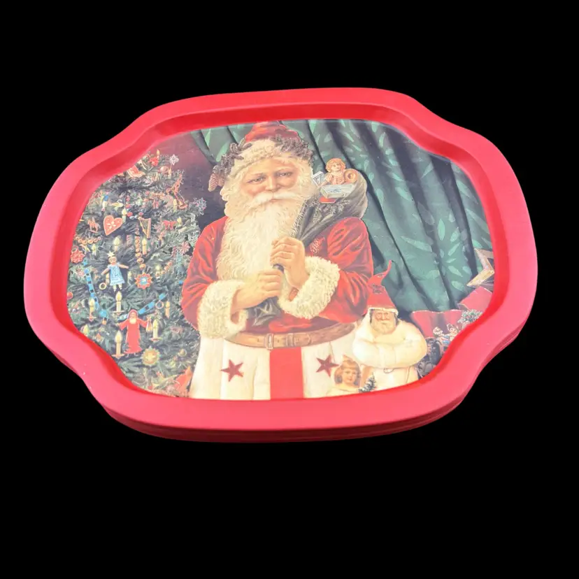 Set Of 7 Metal St. Nicholas Snack Trays 6.25” Wide x 7.5” Long