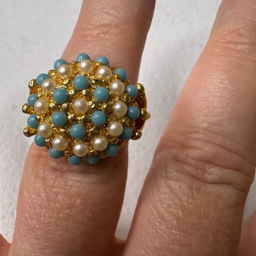 Vintage Sarah Coventry “Ocean Star” Cocktail Ring Size 6 Adjustable BIN BASH SALE