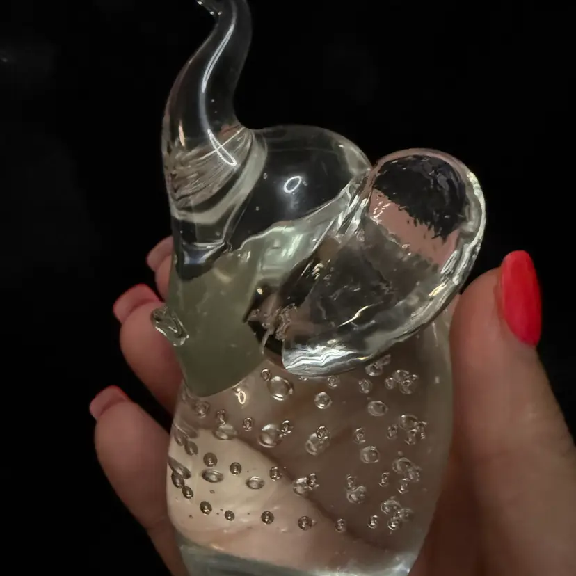 Vintage Clear Glass Elephant Paperweight