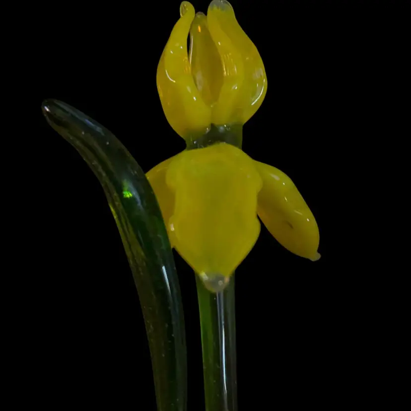 #28- Just In From Ukraine 9 Inch Hand Blown Glass Flowers As Pictured
