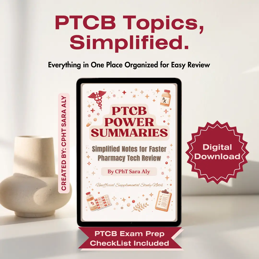 PTCB Power Summaries Binder | Pharmacy Technician Study Guide | PTCE Exam Prep Notes | Study Checklist Included (Digital Download)