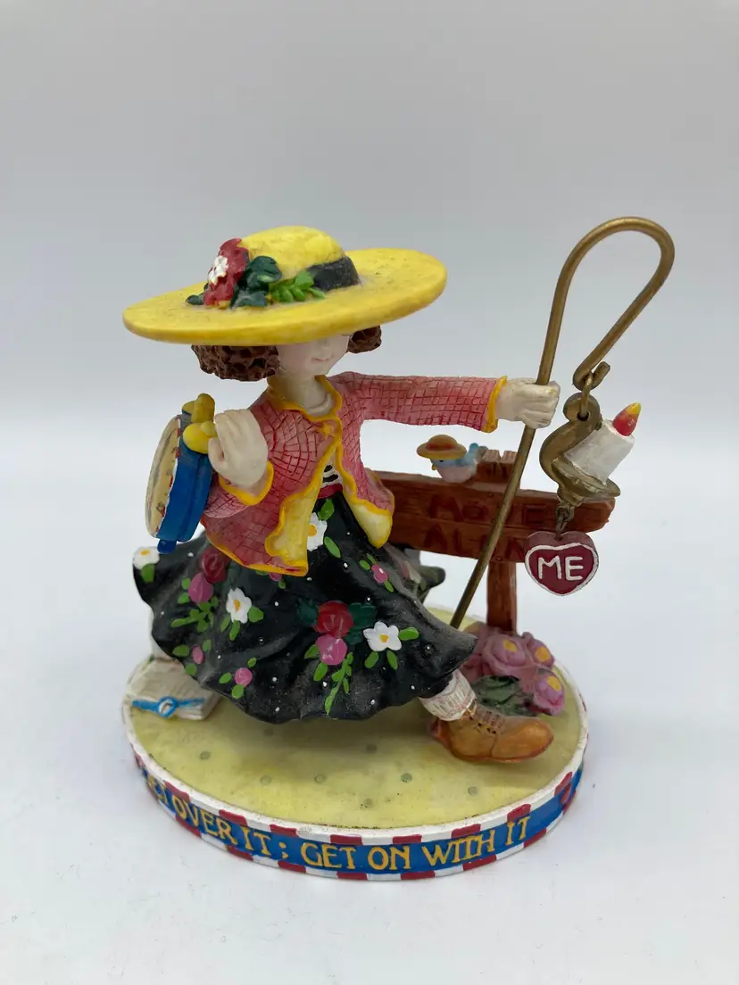 1998 Mary Engelbreit Resin Figurine Millenium 2000, Get Over It, On With It VTG *