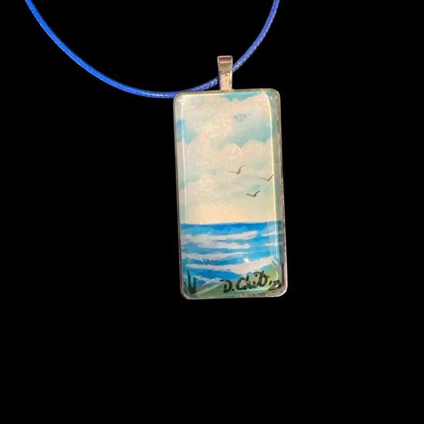 “Soaring” Original Watercolor Art Pendant Necklace 2”x 1”