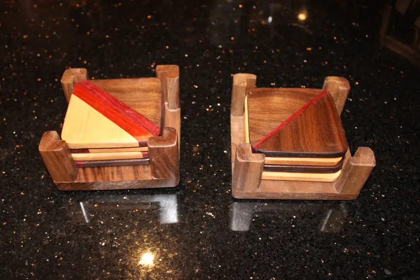 Diagonal Striped Hardwood Coasters