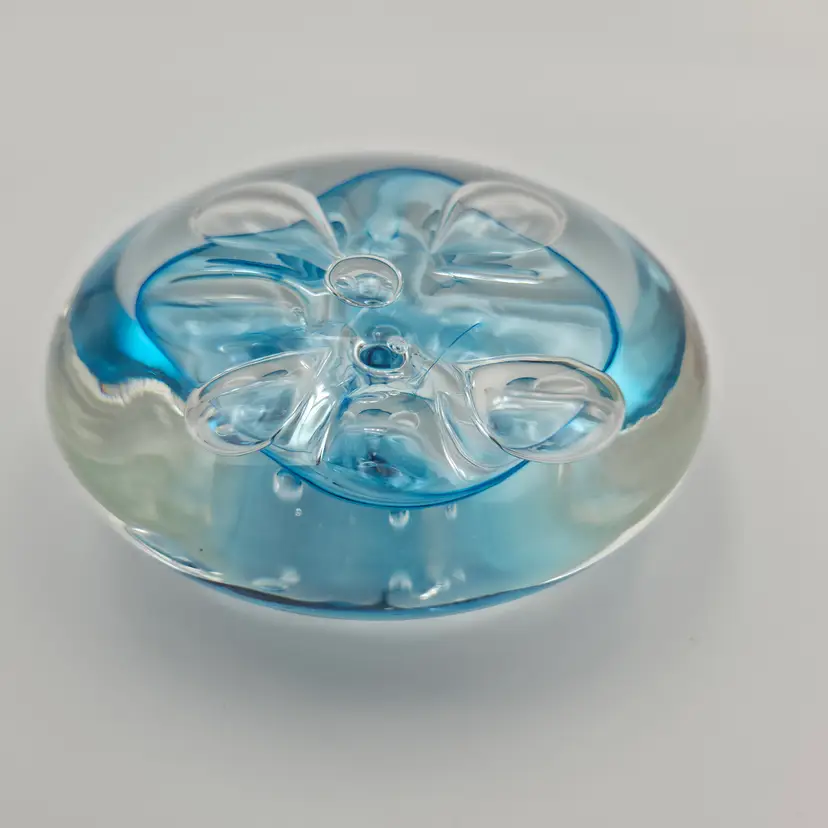 Rollin Karg Controlled Bubble Blue Paperweight