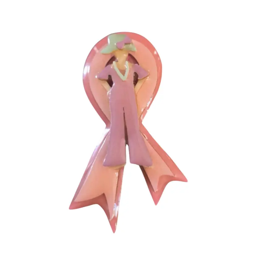 Vintage Lucinda Yates Breast Cancer Awareness Ribbon Brooch