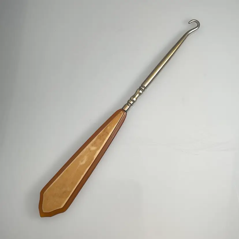Antique Victorian Cream Celluloid Button Hook Vanity Tool 8.25"