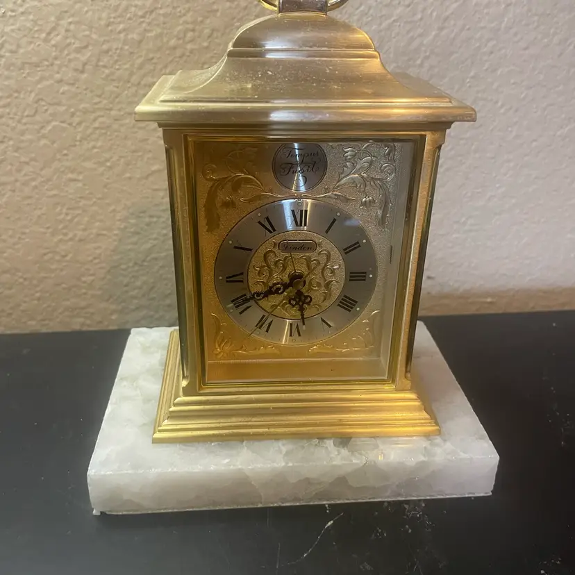 Vintage Tempus Fugit “Time Flies” Rhythm 7” Brass Desk or Mantle Clock
