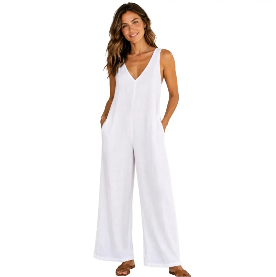 Cynthia Rowley White Linen Blend Jumpsuit