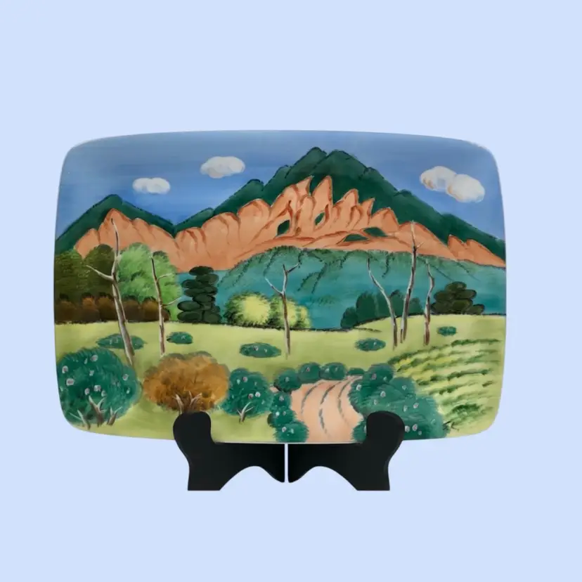 #410- Vintage Hand Painted Platter Signed By S.K. Ucago Japan