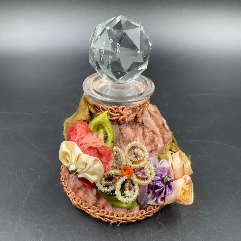 Katherine Collection Boho Perfume Bottle Featuring Velvet Lace And Bead Embellishment