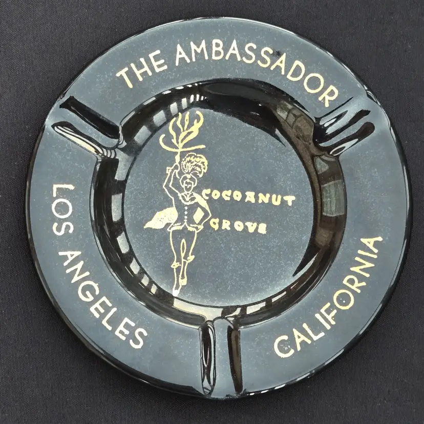 Souvenir Ceramic Ashtray Ambassador Hotel LA Cocoanut Grove Mid-Century Modern Vintage