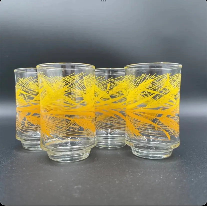 Vintage Libby Golden Wheat Juice Glasses Set of 4