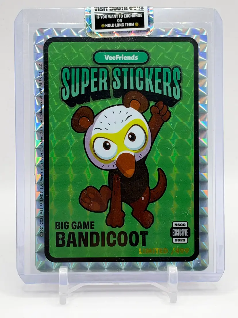2023 VeeFriends Big Game Bandicoot Super Stickers NSCC Prism Foil Limited #/499
