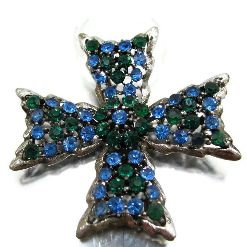 Weiss Rhinestone Maltese Cross Pin