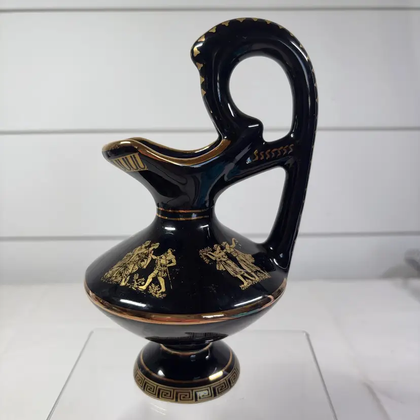Hand Painted Black Glass Made In Greece 24 Carat Gold