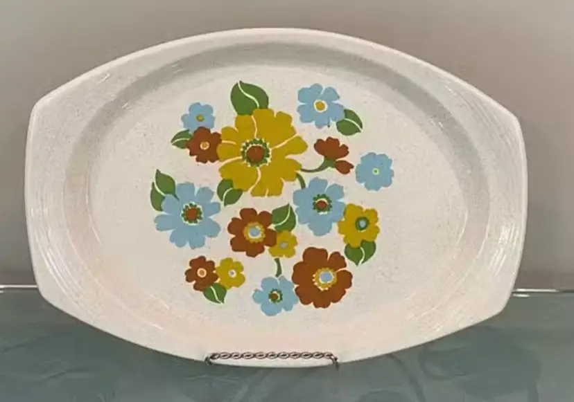 RARE Vintage 1970s Brendan Erin Stone Platter in the "Autumn Vale" Pattern  Made in Ireland