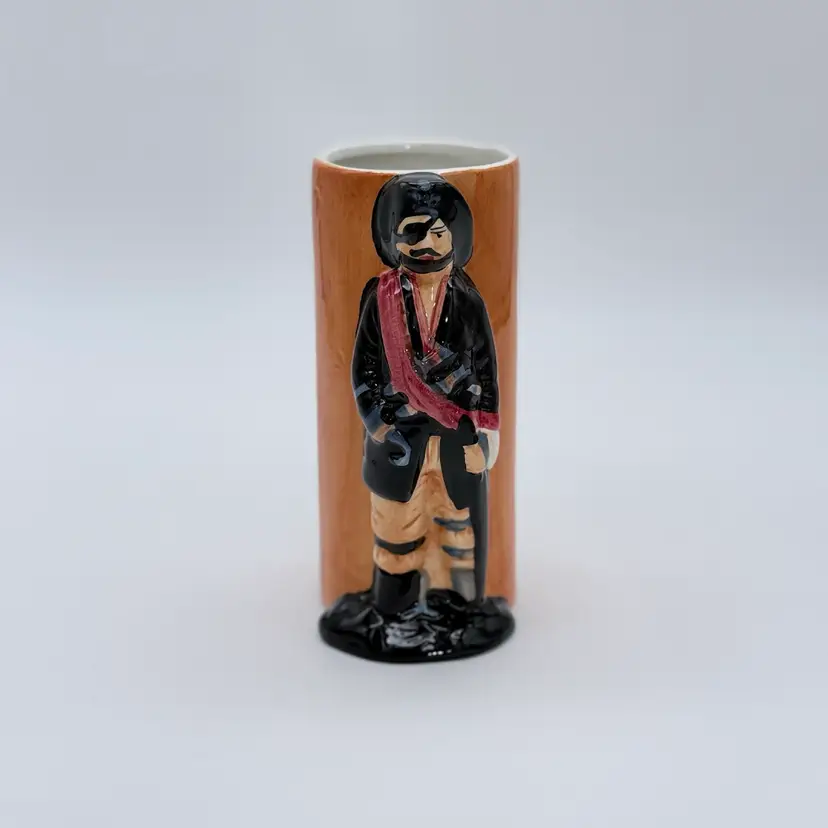Vintage Jolly Roger Pirate Tiki Mug Or Vase Will Skull Crossbones #DW542 Orange