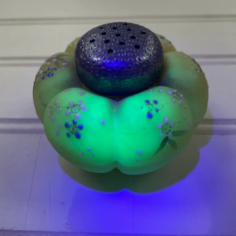 Antique Custard Uranium Glass Hand-Painted Salt Shaker