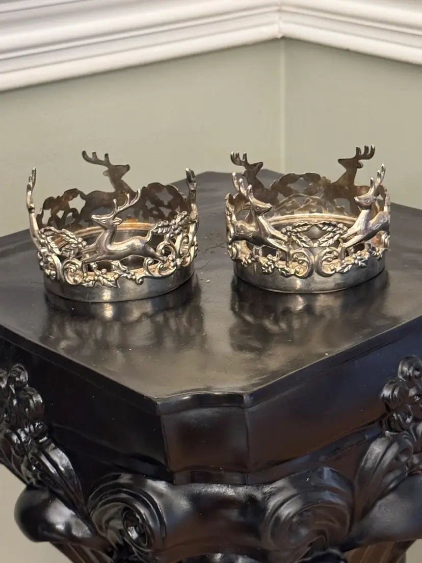 International Silver Co. Stag Pillar Candleholders — Pair