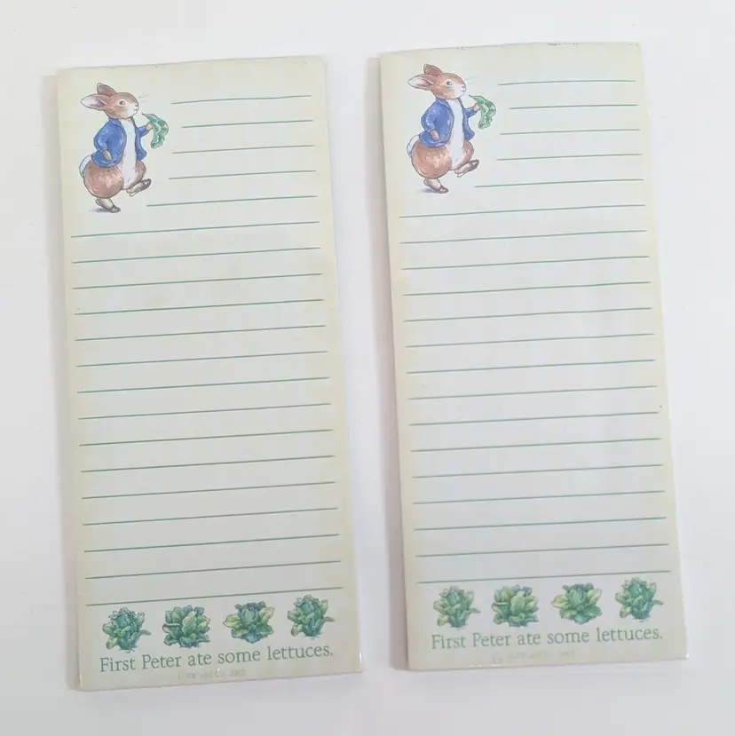 Vintage NOS Peter Rabbit Magnetic Shopping List, Set of 2 Frederick Warne & Co.