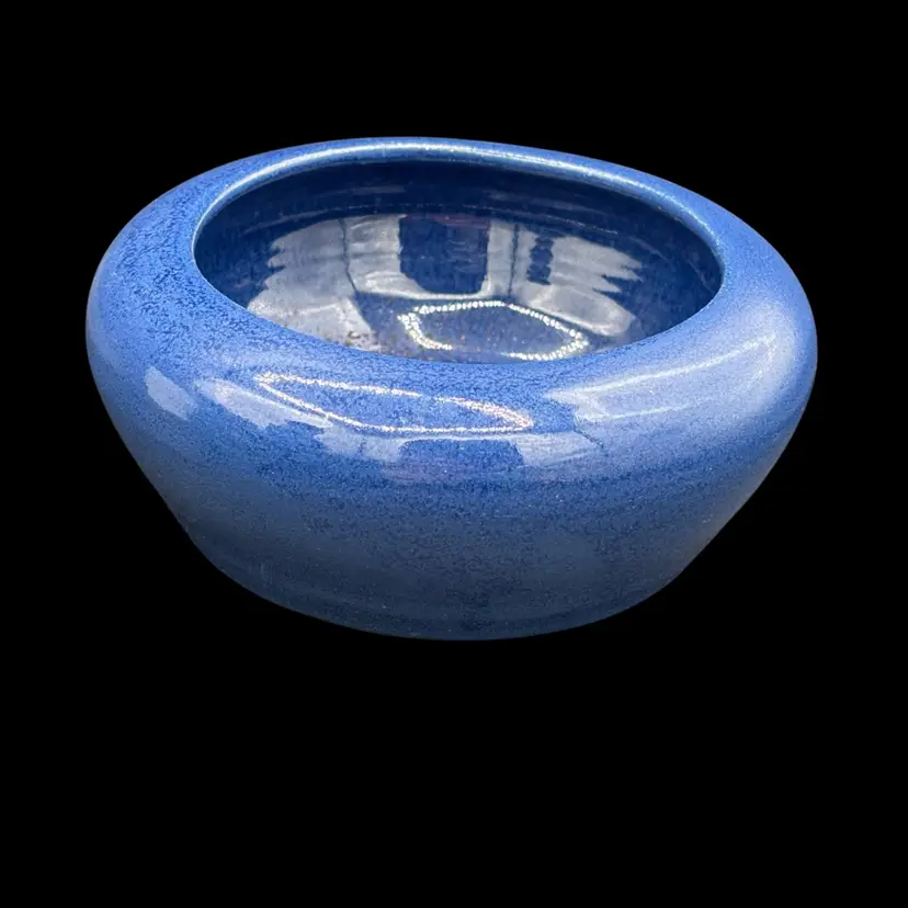 Vintage planter - blue shallow bowl 3.5” opening (glaze defect)