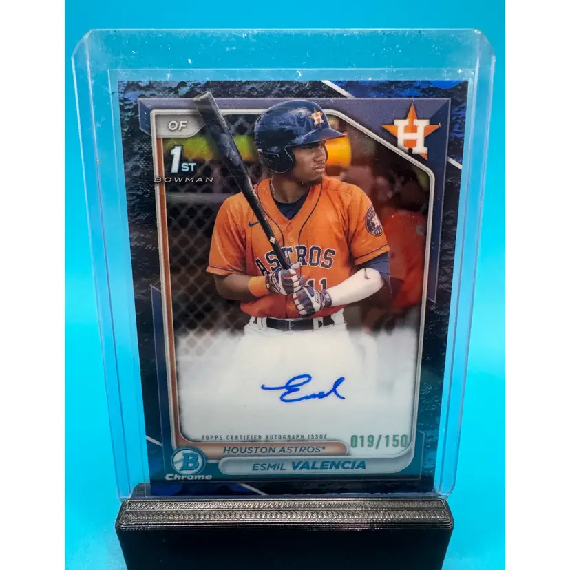 Esmil Valencia 1st Bowman Chrome Blue Lunar Refractor /150 Houston Astros
