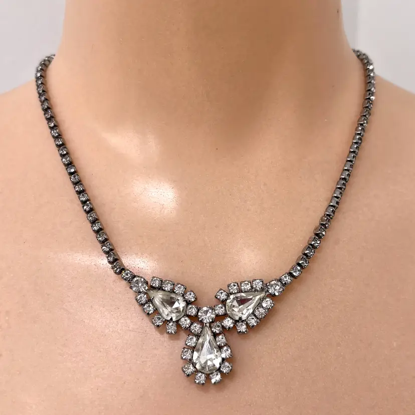 Vintage Rhinestone Old Money Quite Luxury Choker Necklace Wedding Bridal Bling