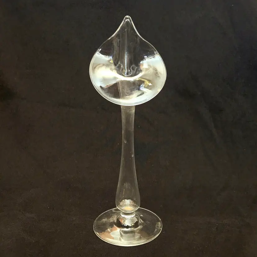 Art Glass Jack in the Pulpit Clear Flower Vase Tulip Bud Vase 9⅝" Tall Unbranded with water stains