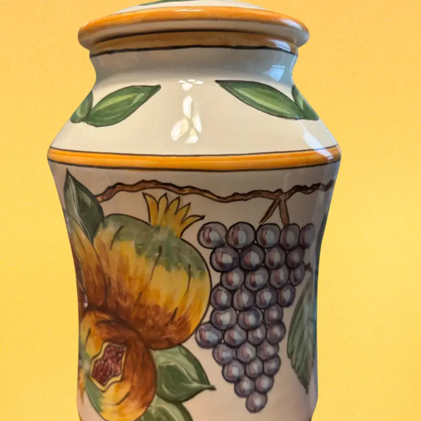 Hand painted 91/2” Fruit Canister Romania