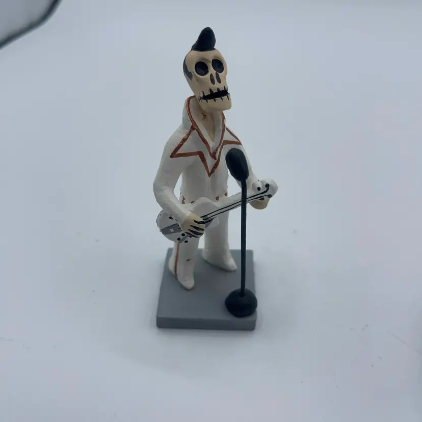 Vintage Day of the Dead Mexican Folk Art Elvis Figurine Hand Painted