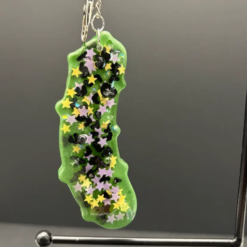 Halloween Pickle Keychain Bag Clip Fidget Worry Stone - Made by Me