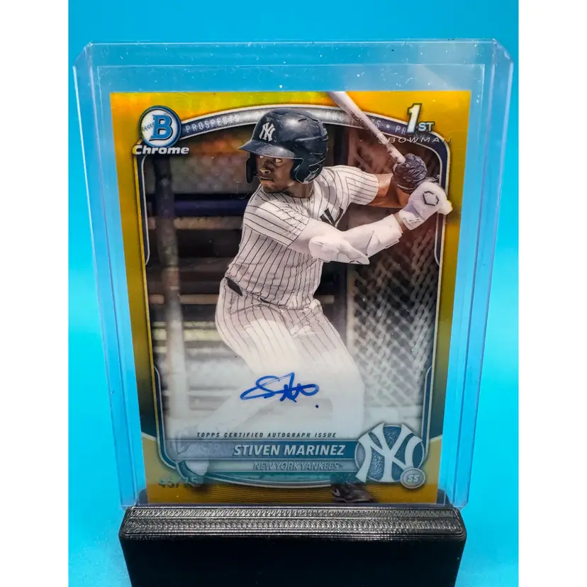 Stiven Marinez 1st Bowman Chrome Yellow Refractor Auto /75 New York Yankees