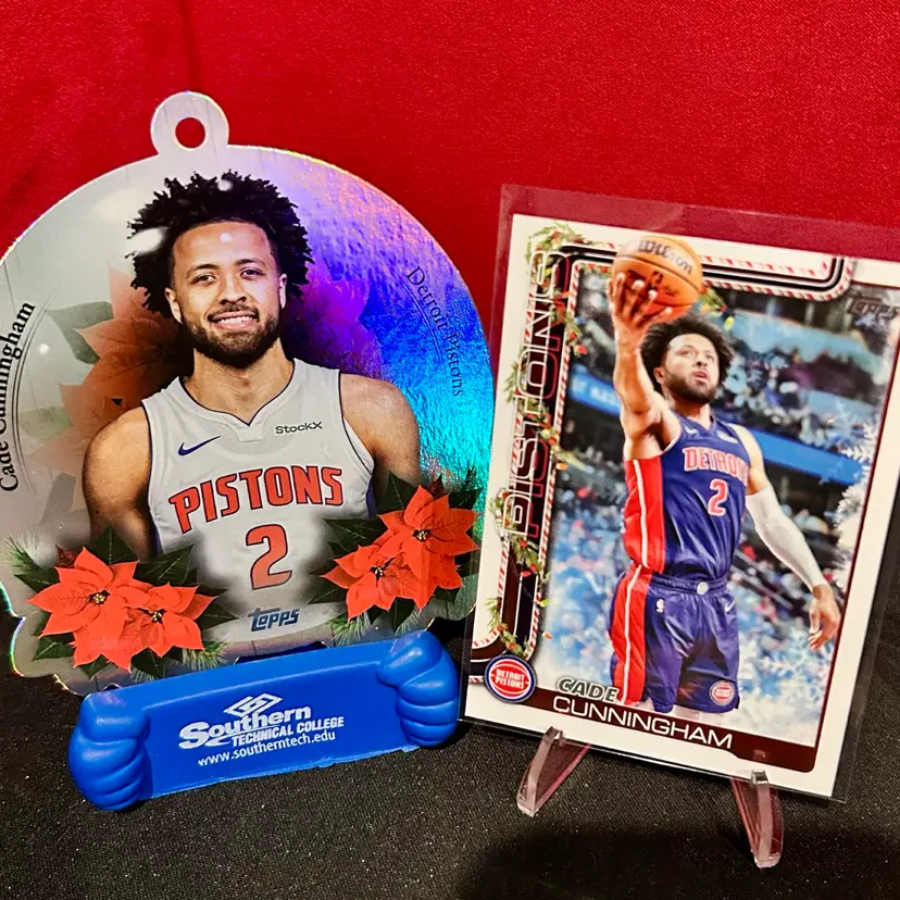 2025 Topps Holiday Mega Box Die-Cut Ornament Cade Cunningham W/base Card
