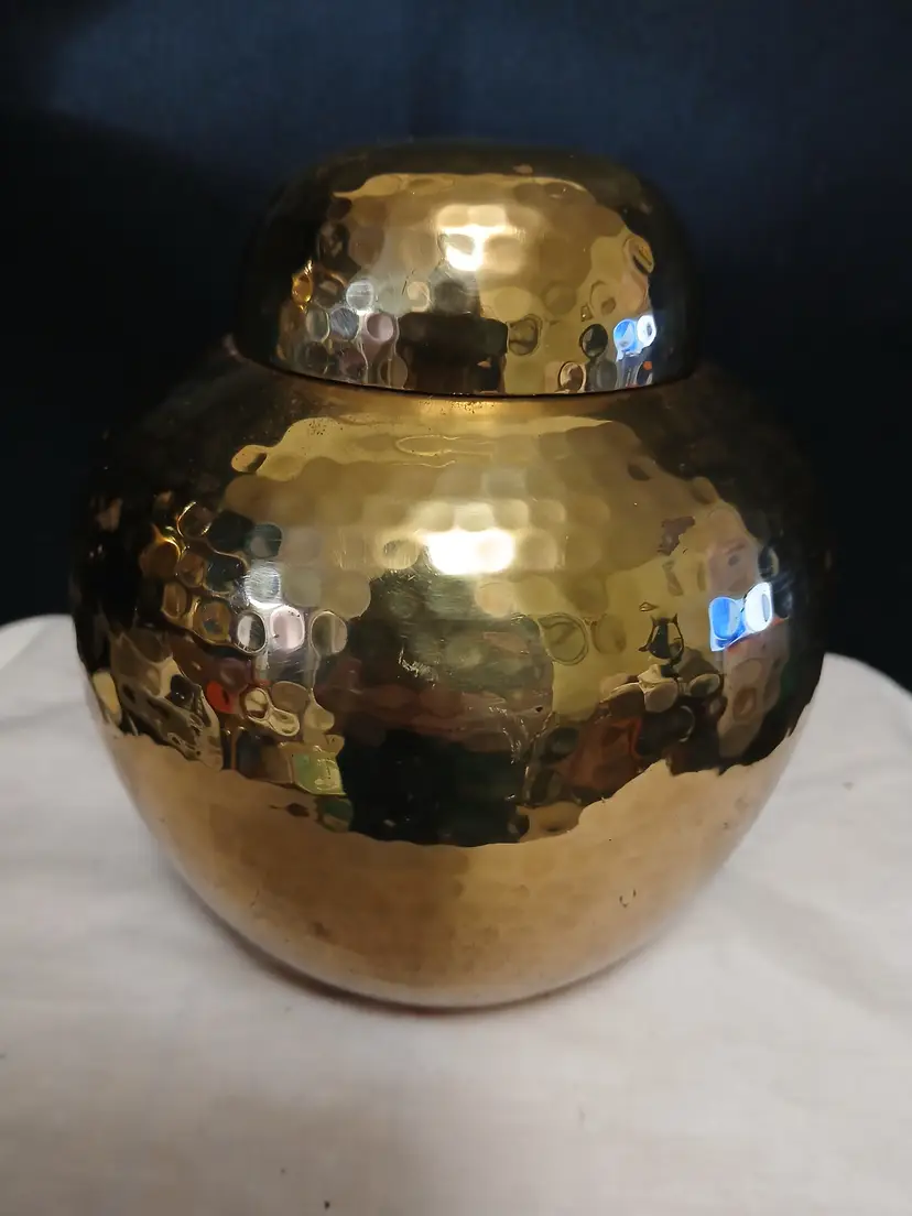 Vintage brass vase, urn, ginger jar with lid,