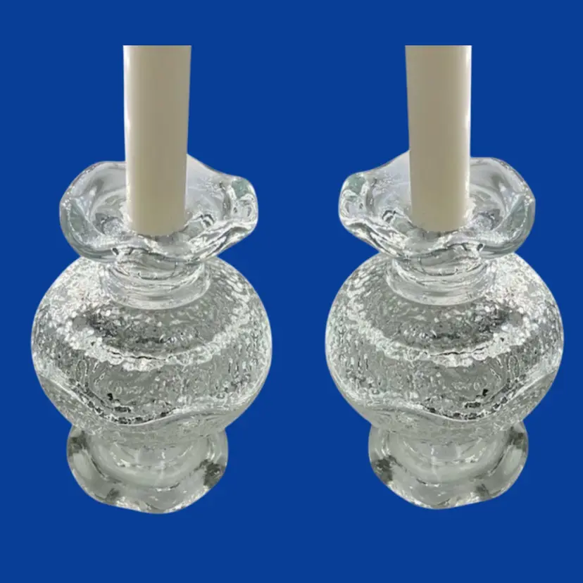 #035- 4pc Stax Candle HoldersBy Anchor Hocking Stackable ReversibleHolds Taper Votive Or PillarPebbled Texture Surface