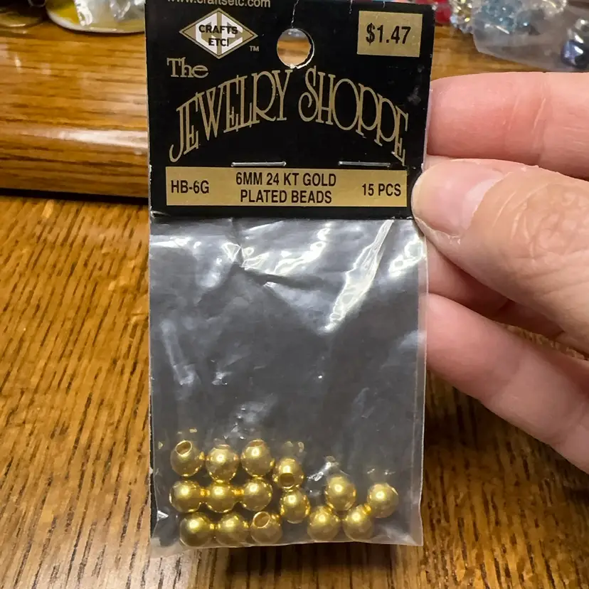 15pc New 6MM 24kt Gold Plated Beads In Pkg