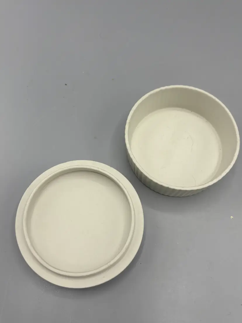 Vintage Wedgewood white Jasperware round fluted box