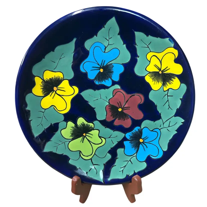 Mexican Cobalt Blue Floral 9.75” Plate