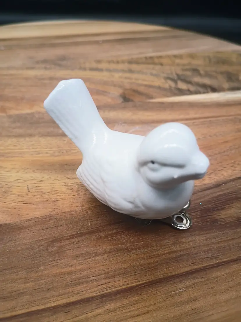White Ceramic Clip On Bird Christmas Ornament