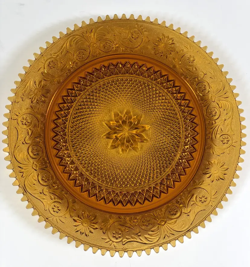 *VTG* 50's Tiara Indiana Glass Amber 12" Serving Platter