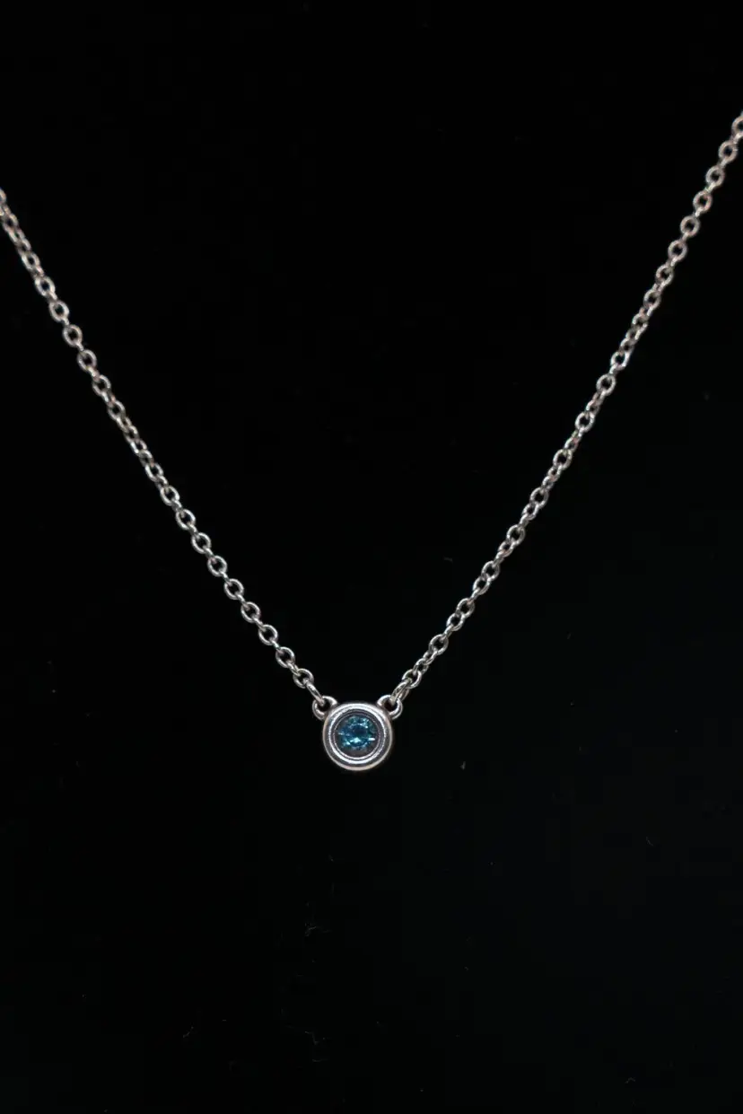 Tiffany & Co Elsa Peretti Color by the Yard Aquamarine Necklace 16.5" 1.4gJR2009