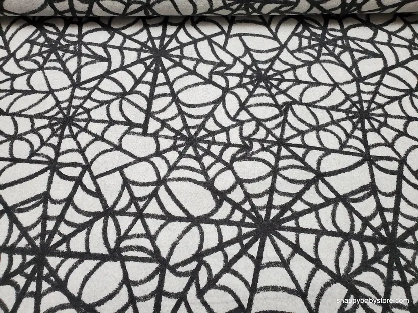 Spider Web on Gray Speckled Background Flannel Fabric Remnant - 100% Cotton - Choose Size - Soft Craft & Quilting Fabric