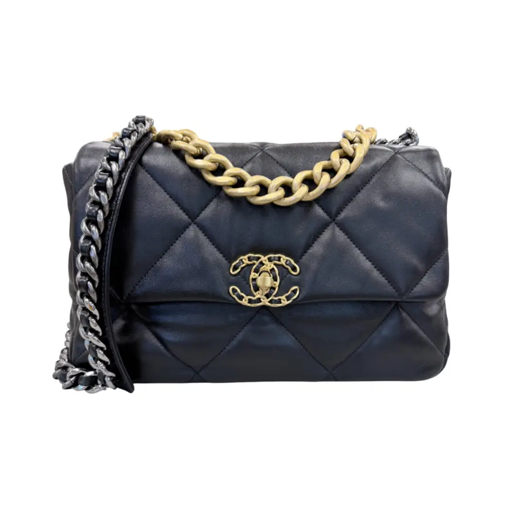 Chanel Black Lambskin Large 19