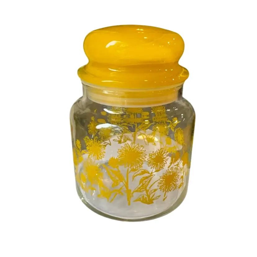 Vintage Floral Lidded Glass Canister