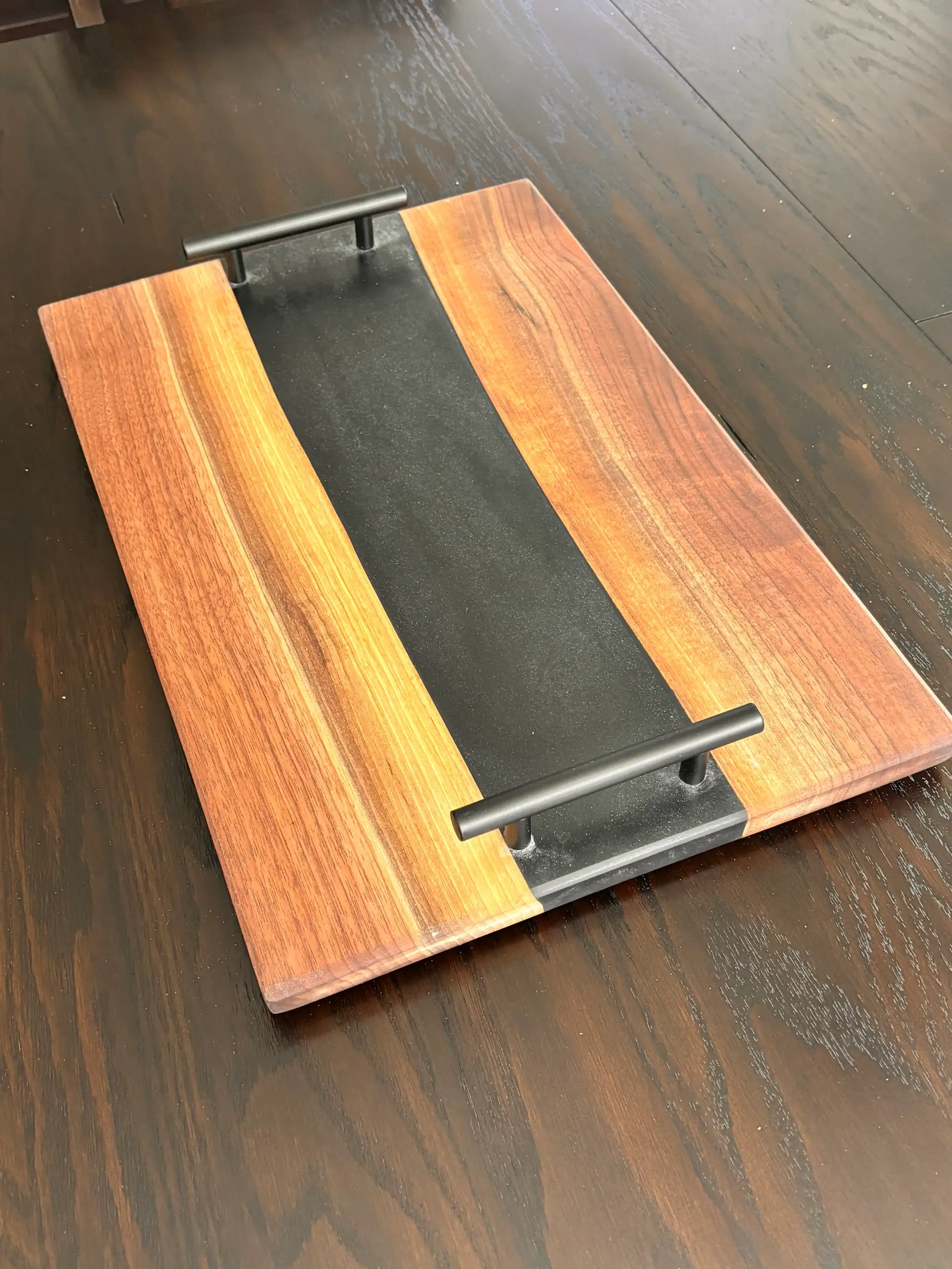Walnut and Black Epoxy Resin Charcuterie Board