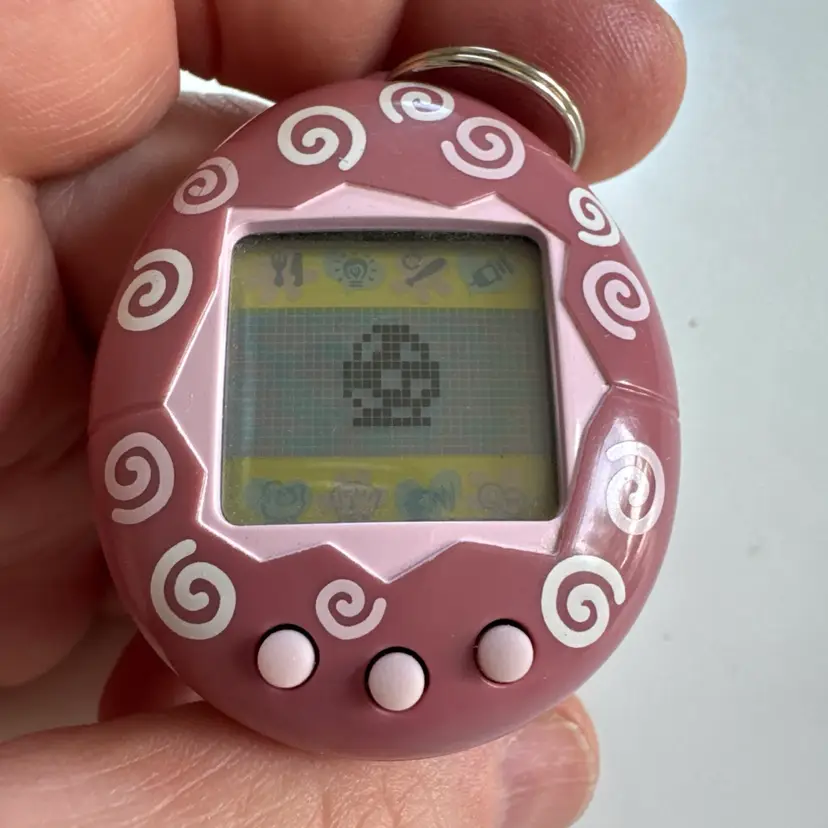 Vintage 1997 Original Bandai Tamagotchi Gen 1 Pink Swirl Swirls - Works Great!