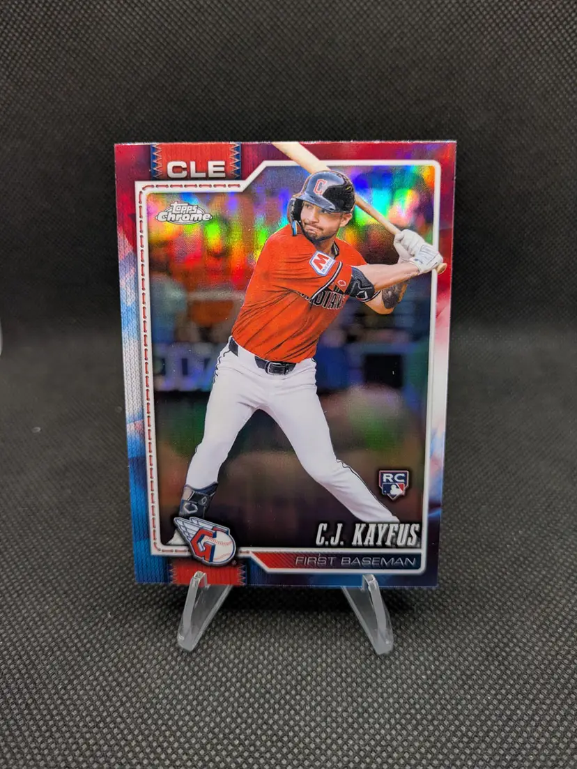 C.J. Kayfus 2026 Topps Chrome Red, White, & Blue Refractor Rookie Card (RC) #46 - Cleveland Guardians