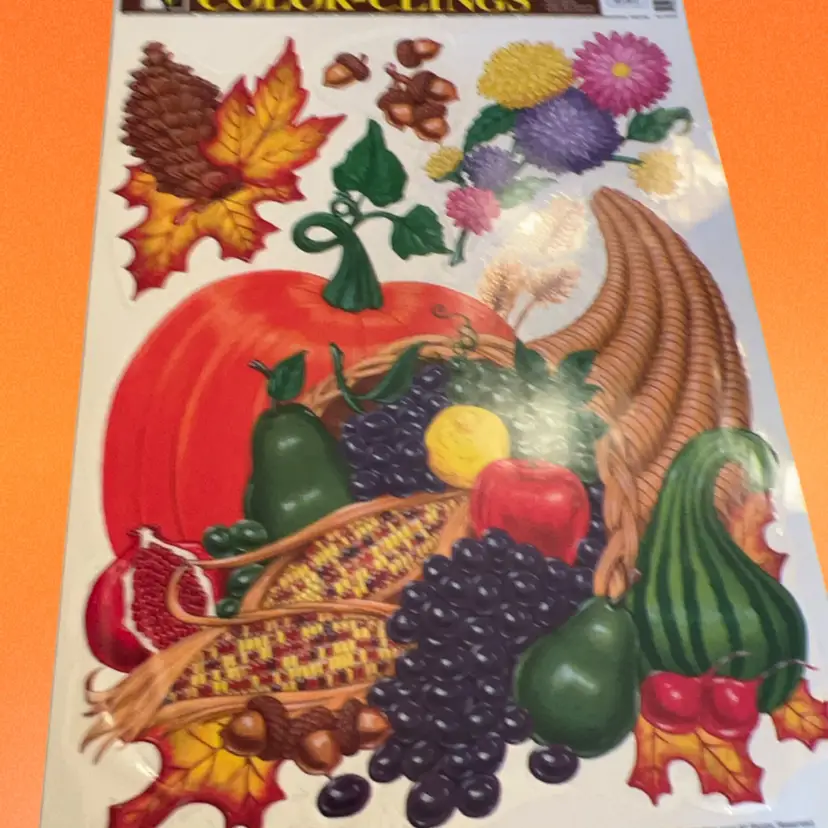 Vintage Harvest Window Clings 17” x 12”