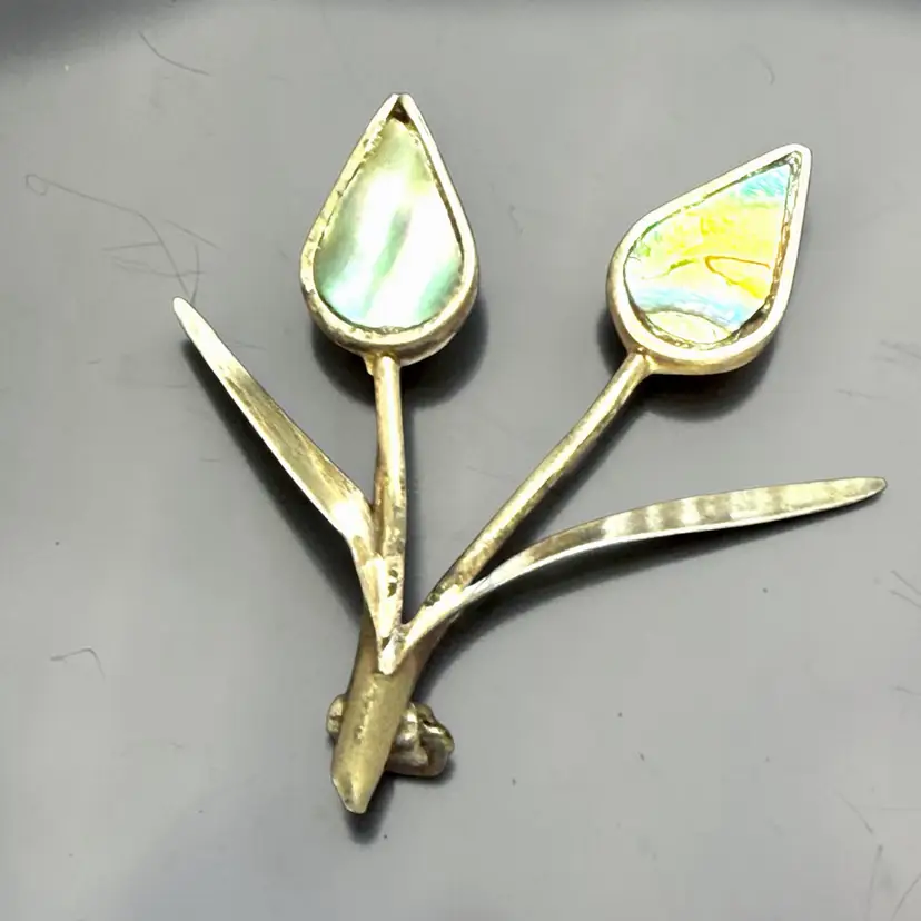 Petite Sterling Silver & Abalone Flower Brooch